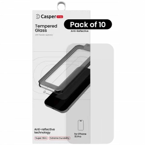 Casper Snap Tempered Glass For iPhone 15 Pro (10 Pack) (AR Clear)