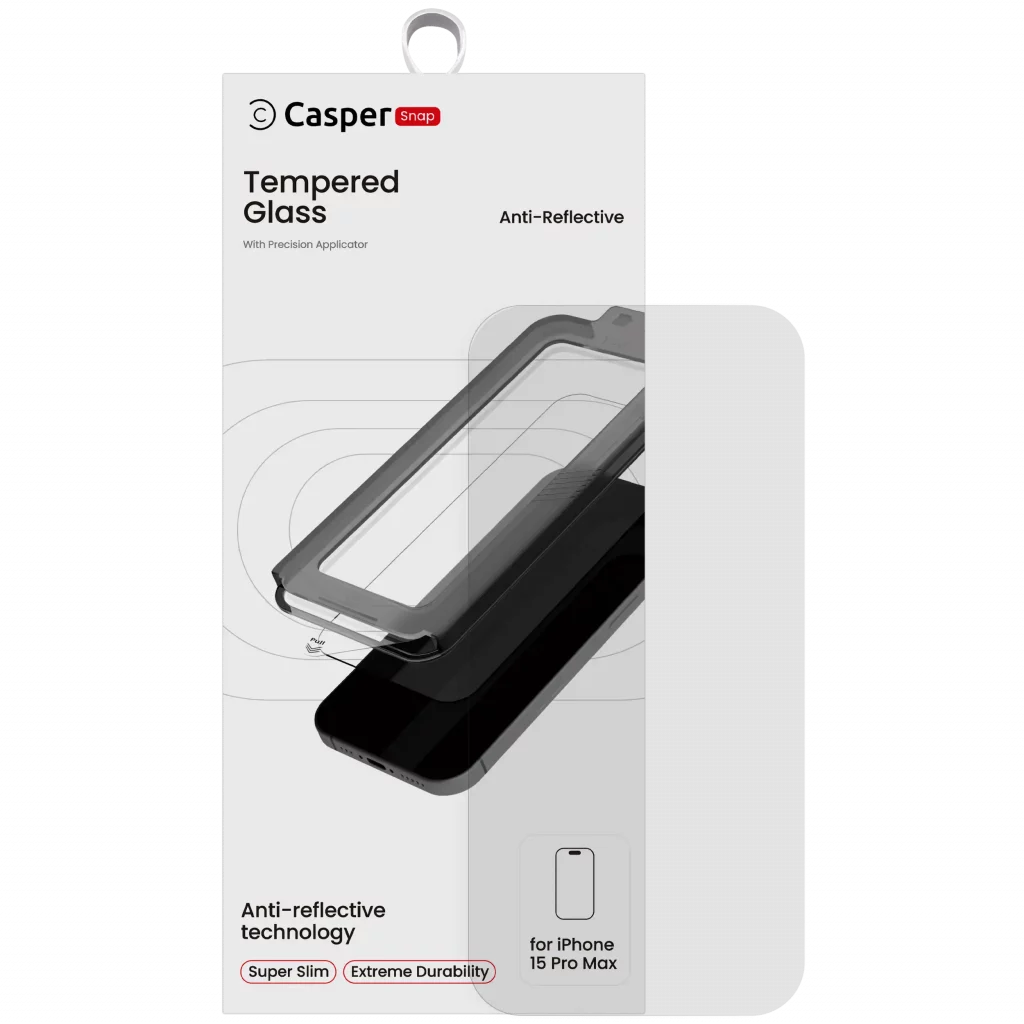 Casper Snap Tempered Glass For iPhone 15 Pro Max (Retail Pack) (AR Clear)