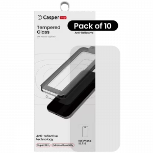 Casper Snap Tempered Glass For iPhone 15 / 16 (10 Pack) (AR Clear)