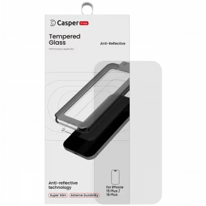 Casper Snap Tempered Glass Compatible For iPhone 15 Plus / 16 Plus (Retail Pack) (AR Clear)