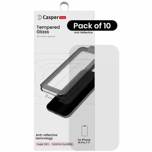 Casper Snap Tempered Glass For iPhone 16 Pro / 17 (AR Clear) (10 Pack) (AR Clear)