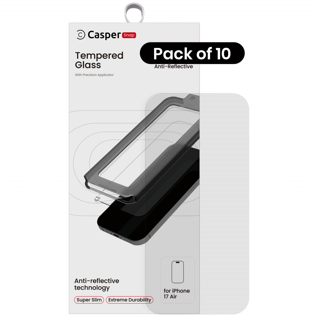 Casper Snap Tempered Glass For iPhone Air (10 Pack) (AR Clear)