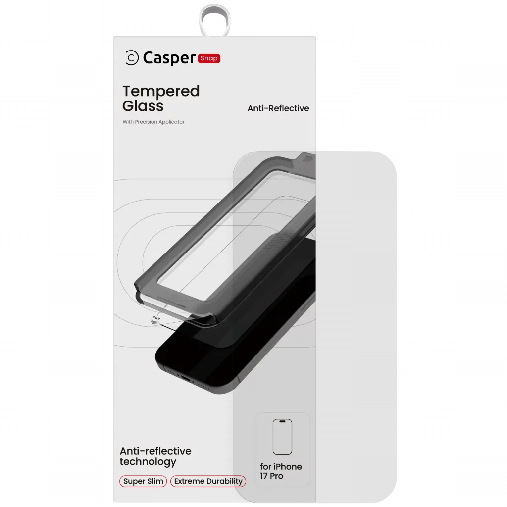 Casper Snap Tempered Glass For iPhone 17 Pro (Retail Pack) (AR Clear)