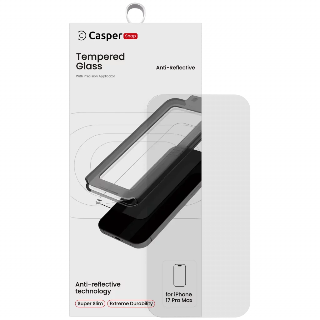 Casper Snap Tempered Glass For iPhone 17 Pro Max (Retail Pack) (AR Clear)