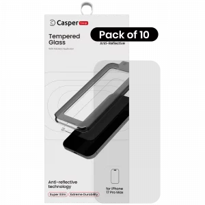 Casper Snap Tempered Glass For iPhone 17 Pro Max (10 Pack) (AR Clear)
