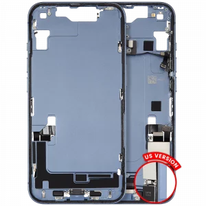 Mid-Frame Housing W/ Charging Port Flex & Small Parts For iPhone 14 (US Version) (Used OEM Pull: Grade B) (Blue)