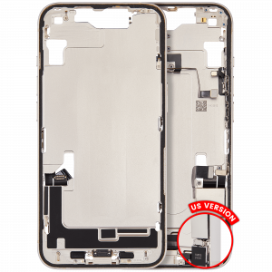 Mid-Frame Housing W/ Charging Port Flex & Small Parts For iPhone 14 (US Version) (Used OEM Pull: Grade C) (Starlight)