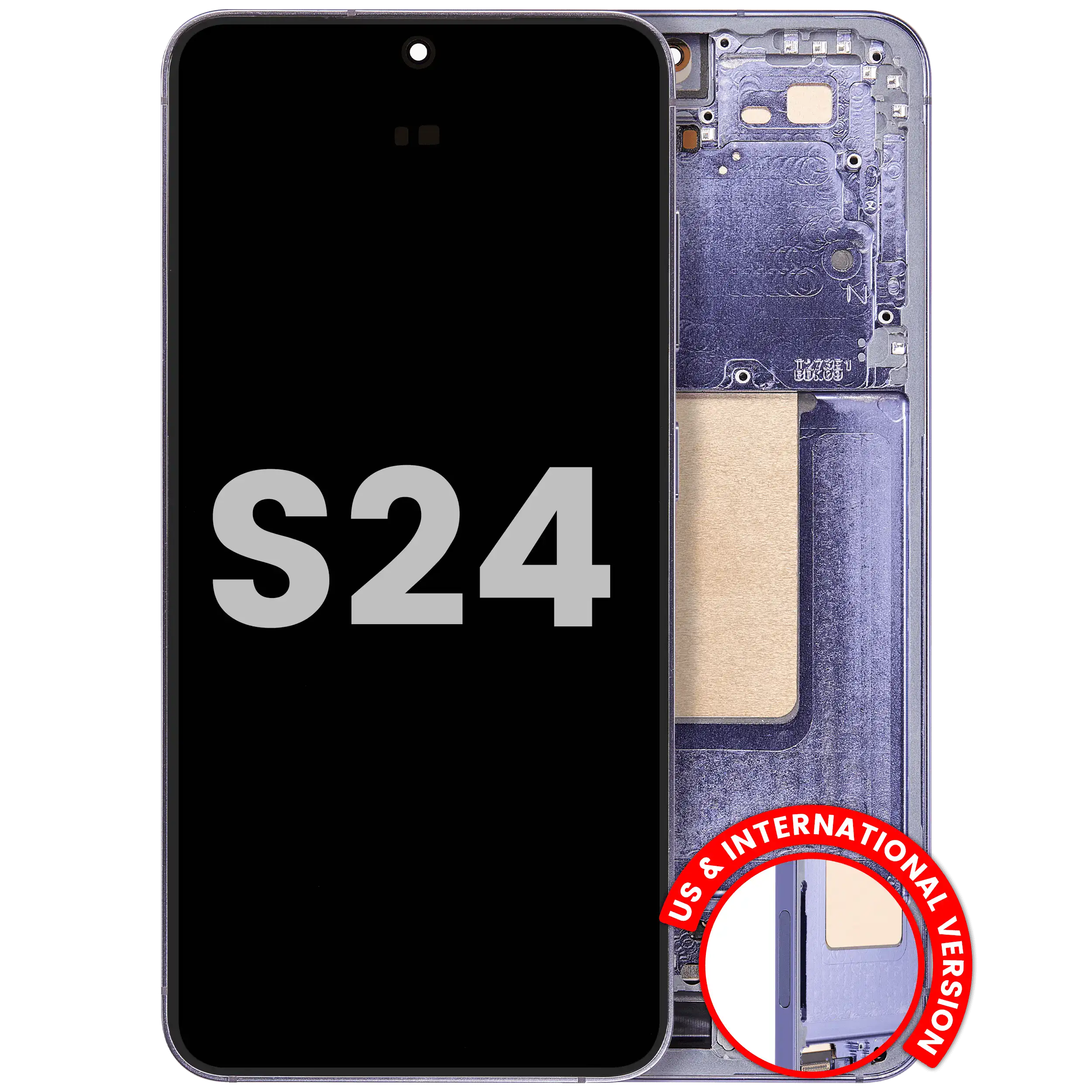 OLED Assembly With Frame For Samsung Galaxy S24 5G (US & International Version) (Used OEM Pull: Grade B/C) (Cobalt Violet)