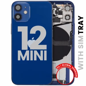 Back Housing W/ Charging Port Flex & Small Parts For iPhone 12 Mini (EU / Global Version) (Used OEM Pull: Grade B) (Blue)