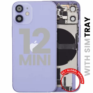 Back Housing W/ Charging Port Flex & Small Parts For iPhone 12 Mini (EU / Global Version) (Used OEM Pull: Grade B) (Purple)