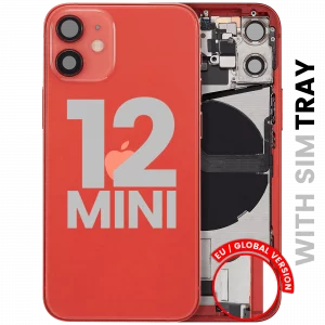 Back Housing W/ Charging Port Flex & Small Parts For iPhone 12 Mini (EU / Global Version) (Used OEM Pull: Grade B) (Red)