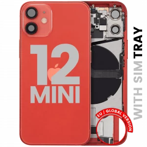 Back Housing W/ Charging Port Flex & Small Parts For iPhone 12 Mini (EU / Global Version) (Used OEM Pull: Grade C) (Red)