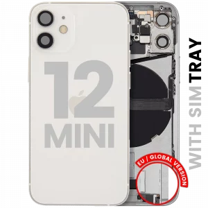 Back Housing W/ Charging Port Flex & Small Parts For iPhone 12 Mini (EU / Global Version) (Used OEM Pull: Grade C) (White)