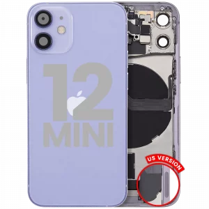 Back Housing W/ Charging Port Flex & Small Parts For iPhone 12 Mini (US Version) (Used OEM Pull: Grade A) (Purple)