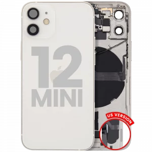 Back Housing W/ Charging Port Flex & Small Parts For iPhone 12 Mini (US Version) (Used OEM Pull: Grade A) (White)