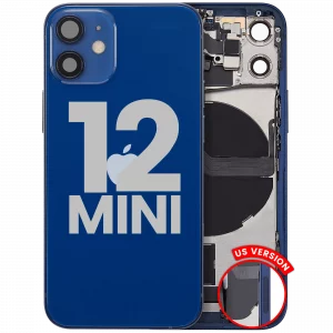 Back Housing W/ Charging Port Flex & Small Parts For iPhone 12 Mini (US Version) (Used OEM Pull: Grade B) (Blue)