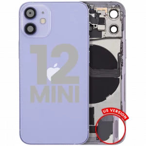Back Housing W/ Charging Port Flex & Small Parts For iPhone 12 Mini (US Version) (Used OEM Pull: Grade B) (Purple)