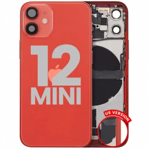 Back Housing W/ Charging Port Flex & Small Parts For iPhone 12 Mini (US Version) (Used OEM Pull: Grade B) (Red)