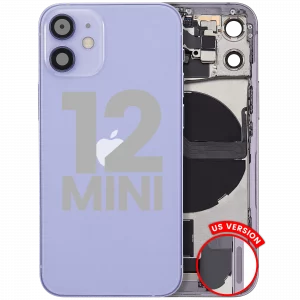 Back Housing W/ Charging Port Flex & Small Parts For iPhone 12 Mini (US Version) (Used OEM Pull: Grade C) (Purple)
