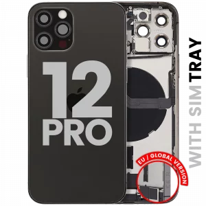 Back Housing W/ Charging Port Flex & Small Parts For iPhone 12 Pro (EU / Global Version) (Used OEM Pull: Grade B) (Graphite)