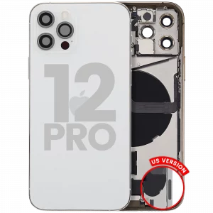 Back Housing W/ Charging Port Flex & Small Parts For iPhone 12 Pro (US Version) (Used OEM Pull: Grade A) (Silver)