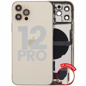 Back Housing W/ Charging Port Flex & Small Parts For iPhone 12 Pro (US Version) (Used OEM Pull: Grade B) (Gold)