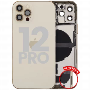 Back Housing W/ Charging Port Flex & Small Parts For iPhone 12 Pro (US Version) (Used OEM Pull: Grade C) (Gold)