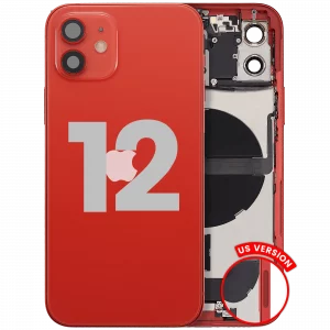 Back Housing W/ Charging Port Flex & Small Parts For iPhone 12 (US Version) (Used OEM Pull: Grade B) (Red)