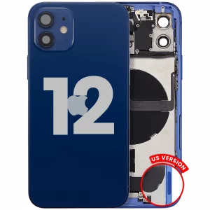 Back Housing W/ Charging Port Flex & Small Parts For iPhone 12 (US Version) (Used OEM Pull: Grade C) (Blue)