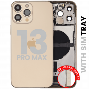 Back Housing W/ Charging Port Flex & Small Parts For iPhone 13 Pro Max (EU / Global Version) (Used OEM Pull: Grade A) (Gold)