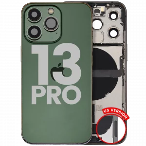 Back Housing W/ Charging Port Flex & Small Parts For iPhone 13 Pro (US Version) (Used OEM Pull: Grade B) (Alpine Green)