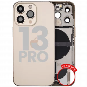 Back Housing W/ Charging Port Flex & Small Parts For iPhone 13 Pro (US Version) (Used OEM Pull: Grade B) (Gold)