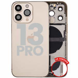 Back Housing W/ Charging Port Flex & Small Parts For iPhone 13 Pro (US Version) (Used OEM Pull: Grade C) (Gold)