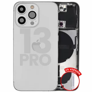 Back Housing W/ Charging Port Flex & Small Parts For iPhone 13 Pro (US Version) (Used OEM Pull: Grade C) (Silver)