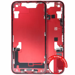 Mid-Frame Housing W/ Charging Port Flex & Small Parts For iPhone 14 (EU / Global Version) (Used OEM Pull: Grade B) (Red)