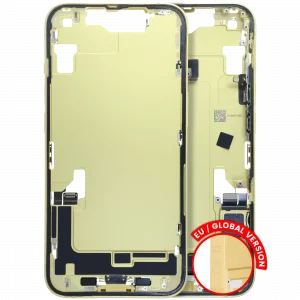 Mid-Frame Housing W/ Charging Port Flex & Small Parts For iPhone 14 (EU / Global Version) (Used OEM Pull: Grade C) (Yellow)