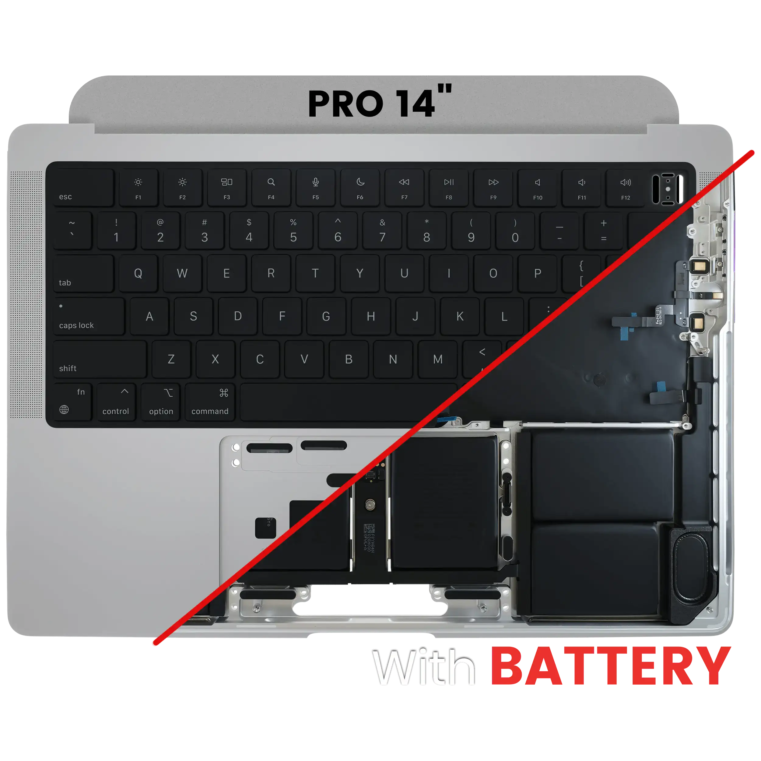 Top Case with Battery and Keyboard (ANSI US) For MacBook Pro 14" A3185 (2024) (Genuine OEM) (Silver)