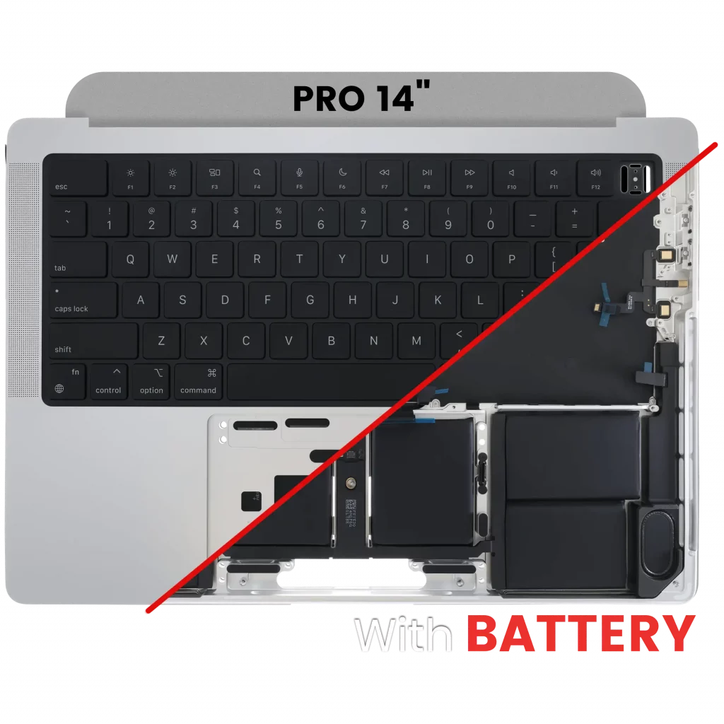Top Case with Battery and Keyboard (ANSI US) For MacBook Pro 14" A2442 (2021) / A2779 (2023) (Genuine OEM) (Silver)