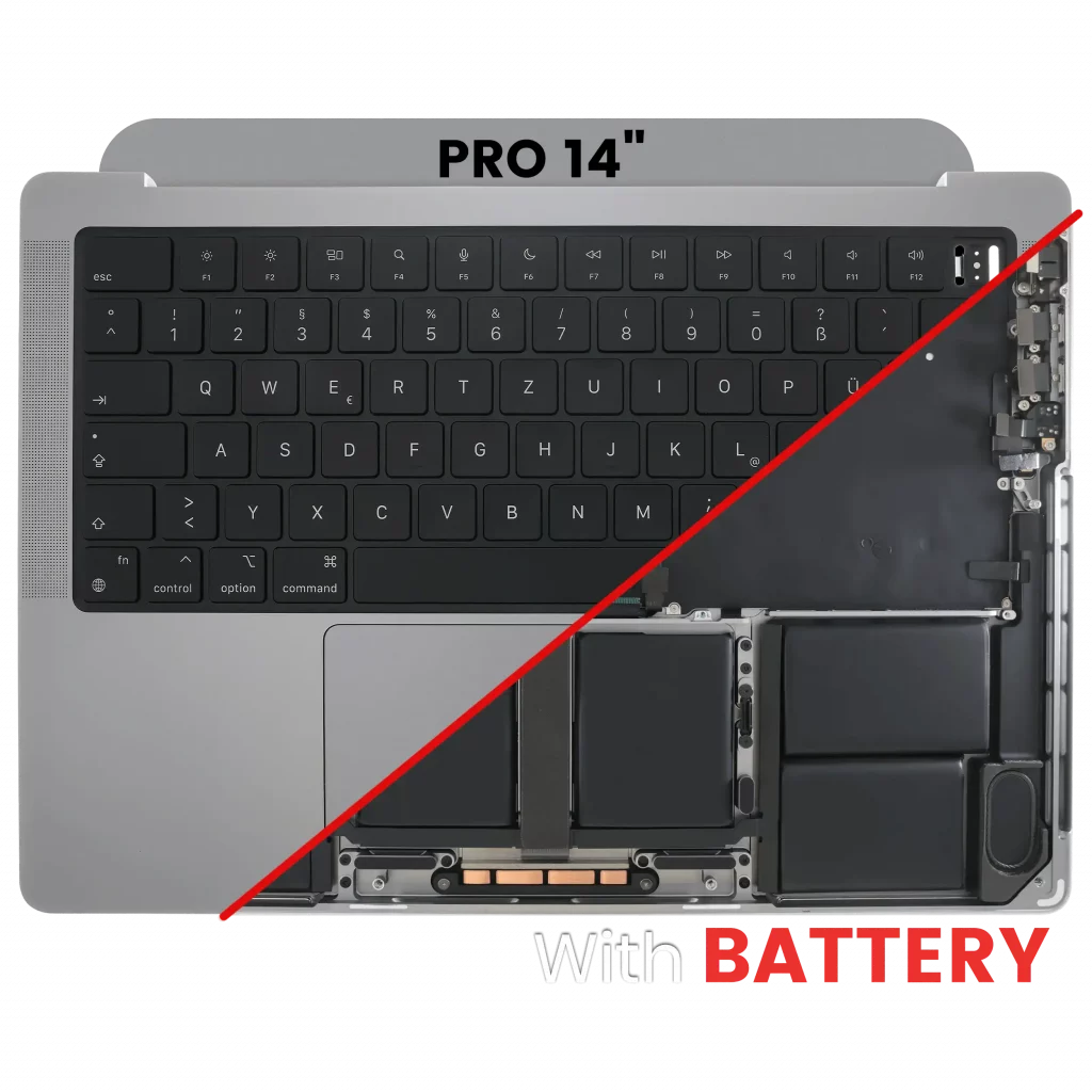 Top Case with Battery and Keyboard (ISO German) For MacBook Pro 14" A2442 (2021) / A2779 (2023) (Space Gray)