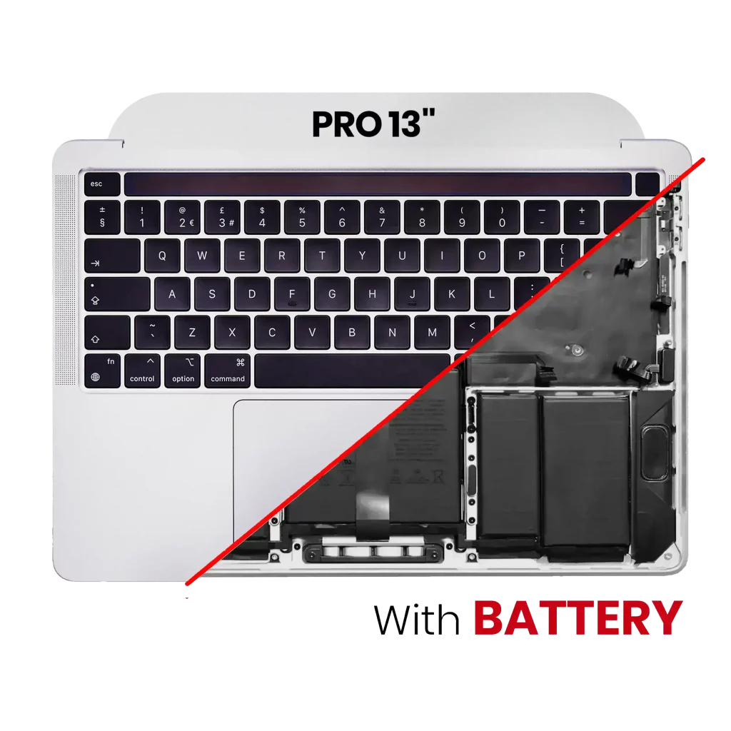 Top Case with Battery and Keyboard (ANSI US) For MacBook Pro 13" A2251 (2020) (Used OEM Pull: Grade B/C) (Silver)