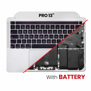Top Case with Battery and Keyboard (ANSI US) For MacBook Pro 13" A2251 (2020) (Used OEM Pull: Grade B/C) (Silver)