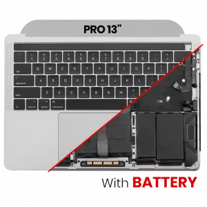 Top Case with Battery and Keyboard (ANSI US) For MacBook Pro 13" A1989 (2018-2019) (Used OEM Pull: Grade B/C) (Silver)