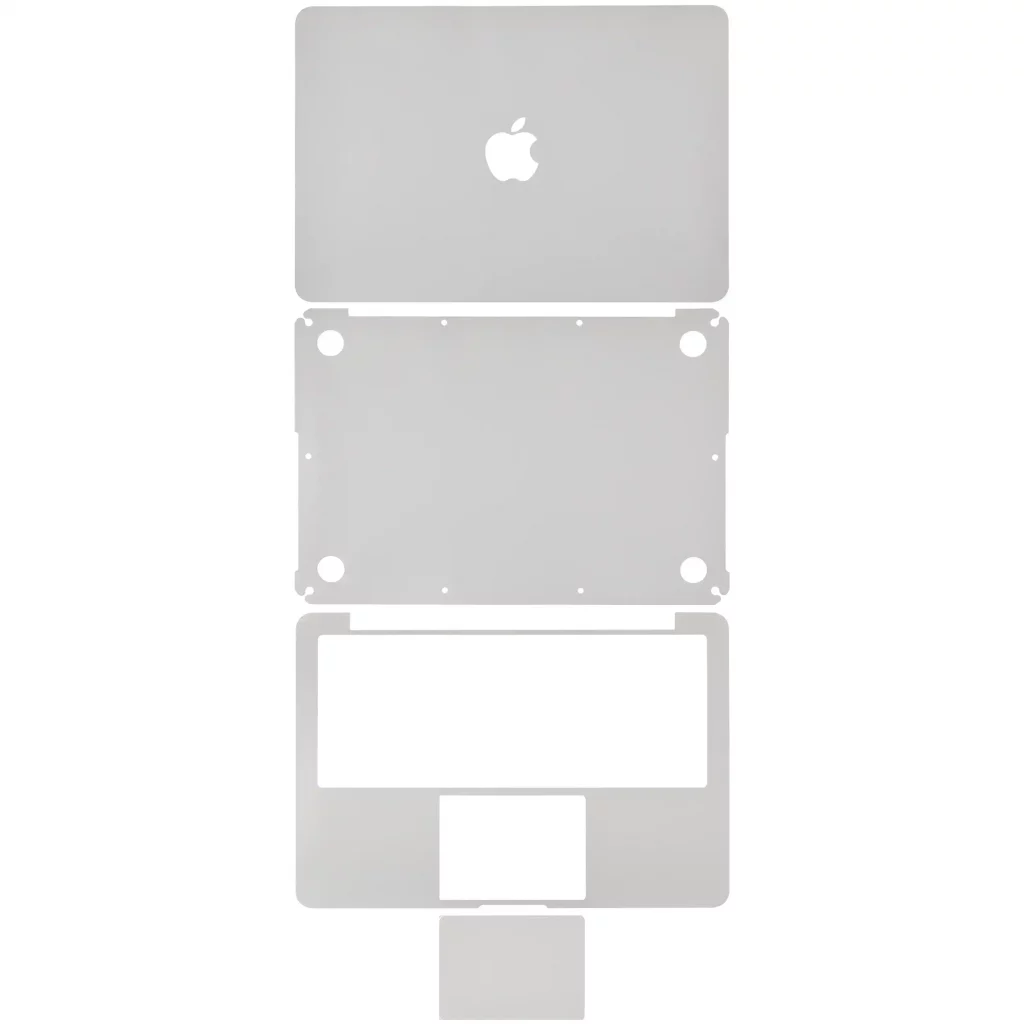4in1 (Top, Bottom, Keyboard, Trackpad) Skin For Macbook Pro 13" A1502 (2015) / A1425 (2012-2013) (Silver)