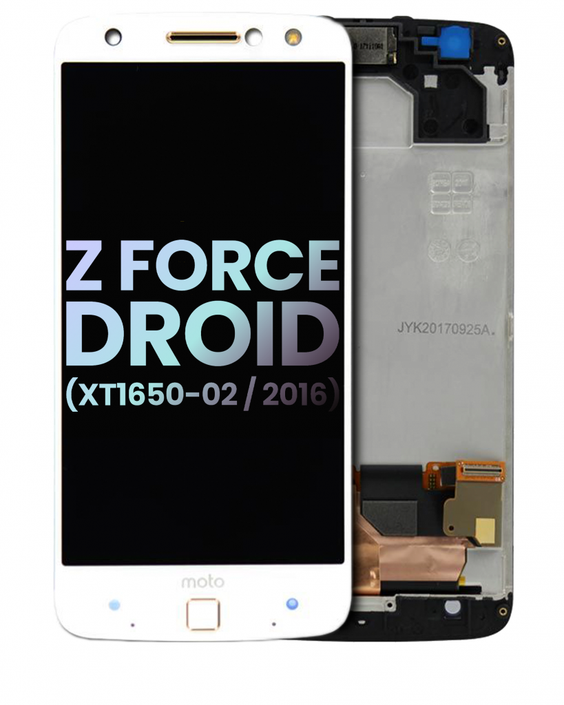 LCD Assembly With Frame For Motorola Moto Z Force Droid (XT1650-02 / 2016) (Genuine OEM) (White)