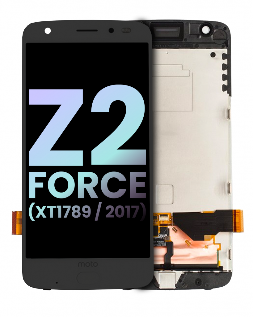 OLED Assembly With Frame And Fingerprint Scanner For Motorola Moto Z2 Force (XT1789 / 2017) (Genuine OEM) (Black)