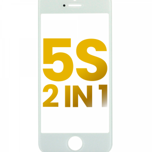 2 in 1 (Front Glass + Frame Pre-Installed) For iPhone 5S (2 Pack) (White)
