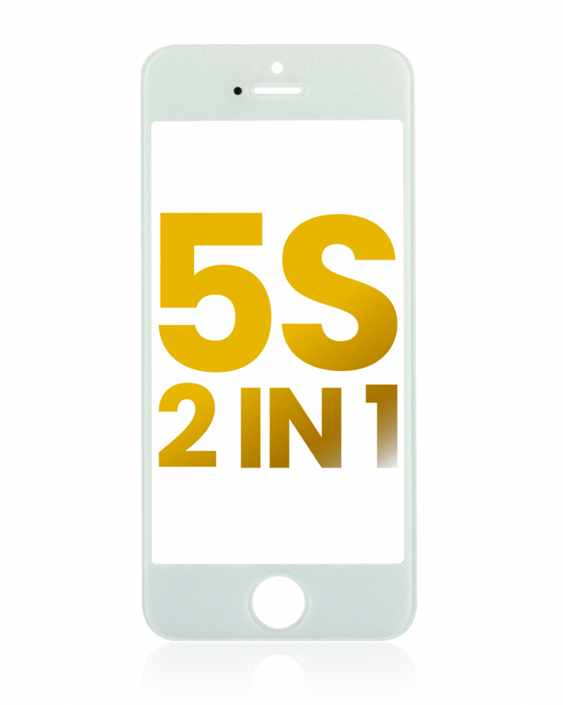 2 in 1 (Front Glass + Frame Pre-Installed) For iPhone 5S (White) (2 Pack)