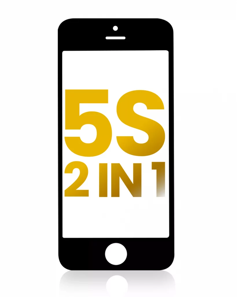 2 in 1 (Front Glass + Frame) For iPhone 5S (Black) (2 Pack)