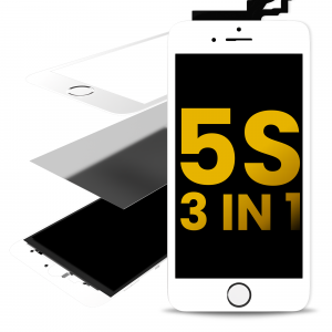 Glass With Frame & OCA Pre-Installed For iPhone 5S (White) (Premium / 3 in 1) (2 Pack)