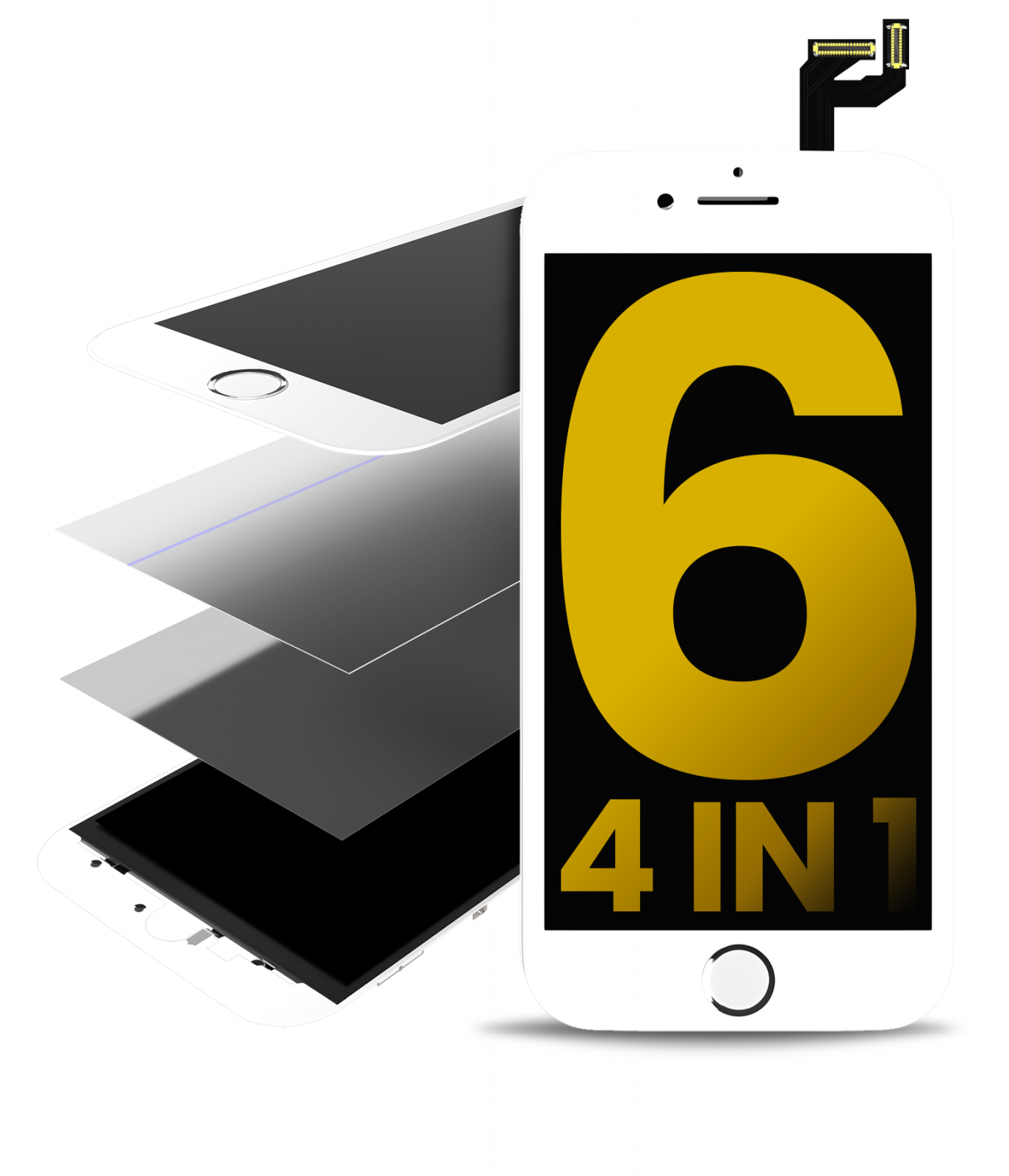 4 in 1 (Front Glass + Polarizer + Frame + OCA Pre-Installed) For iPhone 6 (2 Pack) (White)